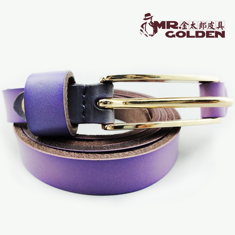Women's genuine leather strap all-match sweet belt female candy color plain pin buckle belt female summer Free delivery
