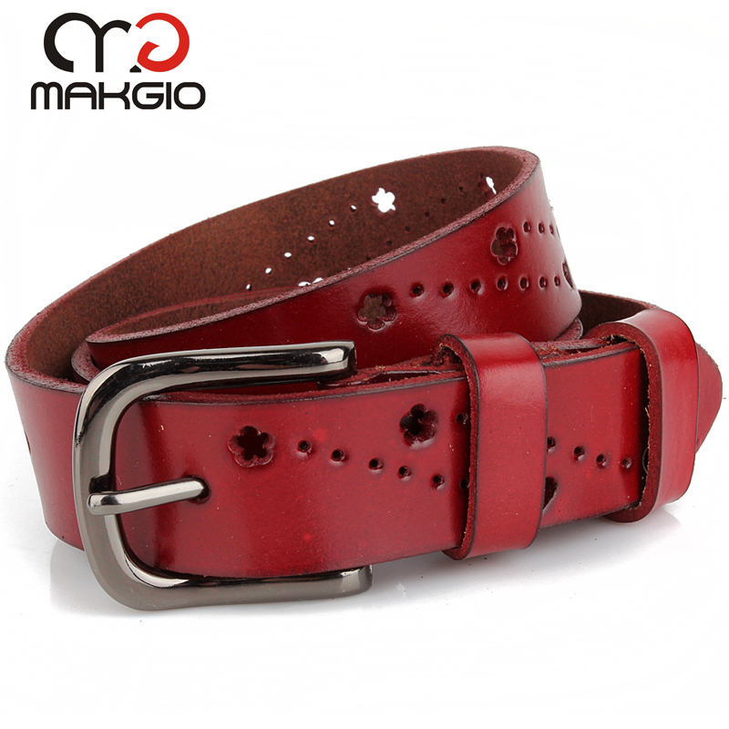 Women's genuine leather strap casual pin buckle cowhide belt fashion flower all-match belt
