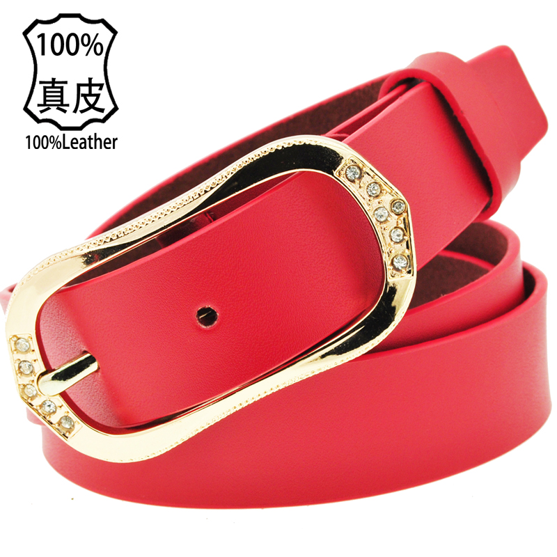 Women's genuine leather strap diamond pin buckle belt Women genuine leather waist belt