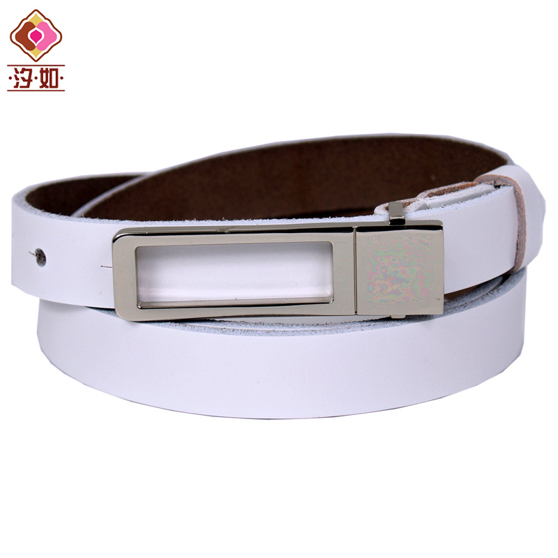 Women's genuine leather strap fashion smooth buckle all-match decoration genuine leather belt white