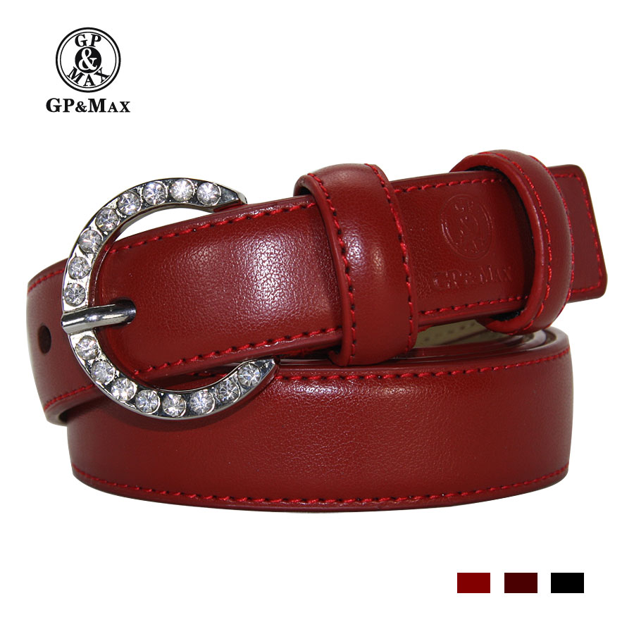 Women's genuine leather strap female fashion rhinestone multicolor casual pin buckle cowhide thin belt