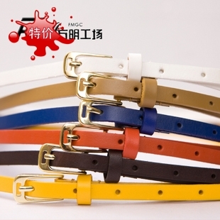 Women's genuine leather thin belt cowhide casual all-match fashion tieclasps candy color clothing accessories