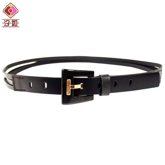 Women's genuine leather thin belt fashion vintage casual genuine leather waist of trousers belt black