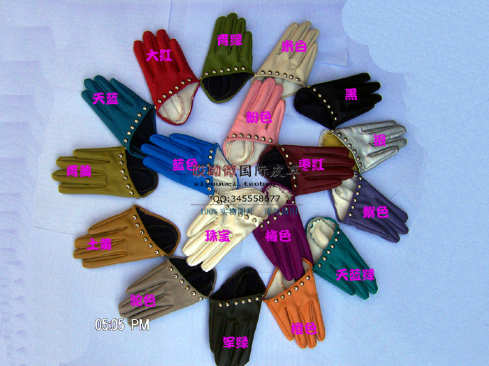 Women's gloves fashion t ruslana korshunova gloves rivet faux leather soft gloves