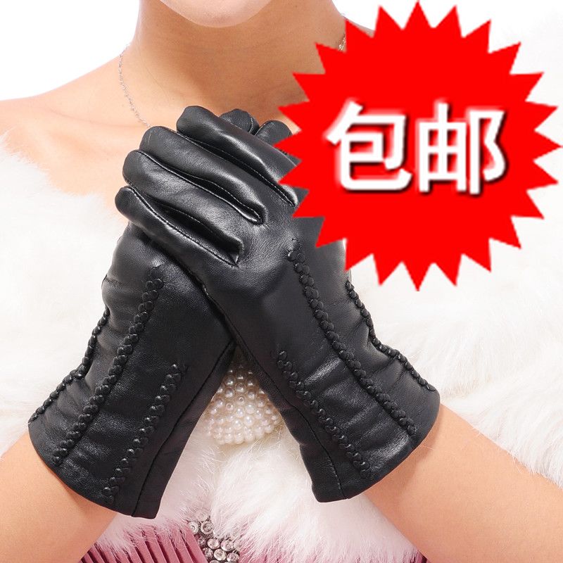 Women's grape genuine leather gloves female thermal sheepskin gloves fashion sheepskin repair