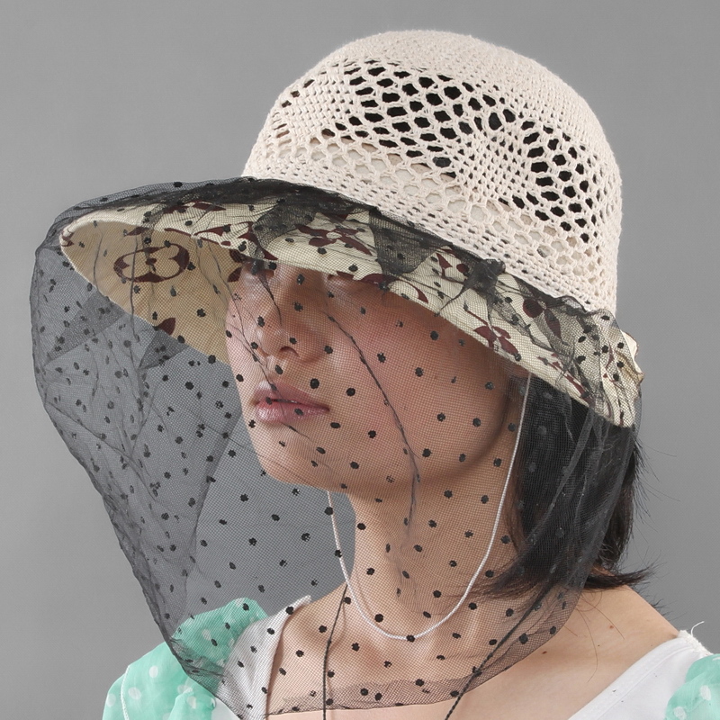 Women's hat summer big along sunbonnet anti-uv sun hat sun veil cap folding