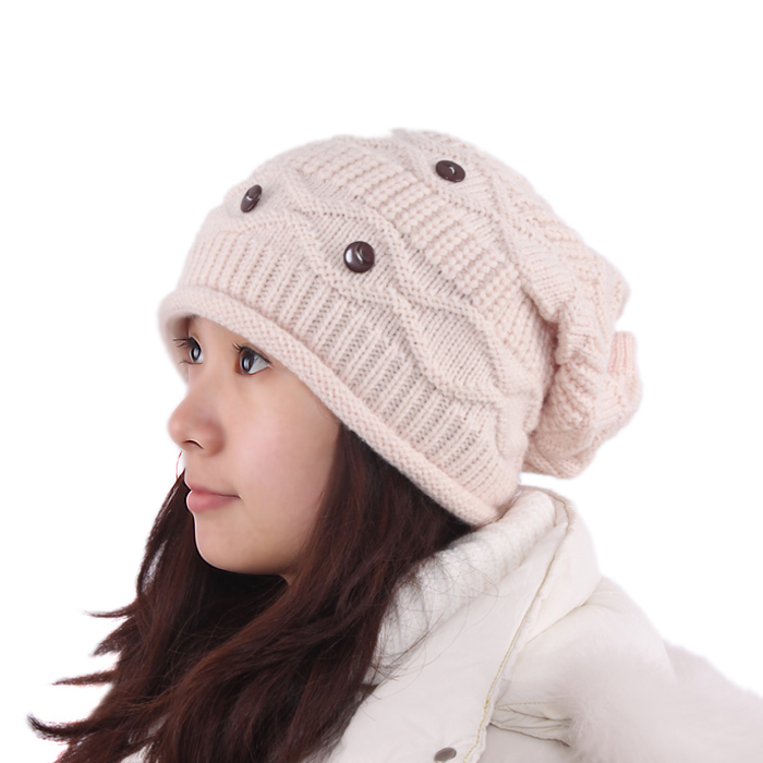 Women's hat winter full buckle roll-up hem barreled hat knitted hat millinery