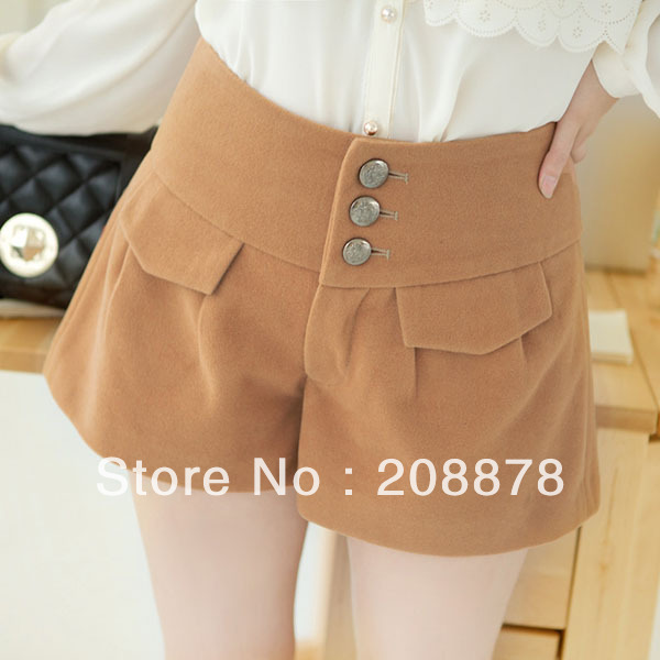 women's high waist slim fashion woolen shorts lady's woolen short pants for winter 5pcs freeshipping