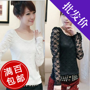 Women's honey color block chiffon top basic shirt female spring 2013