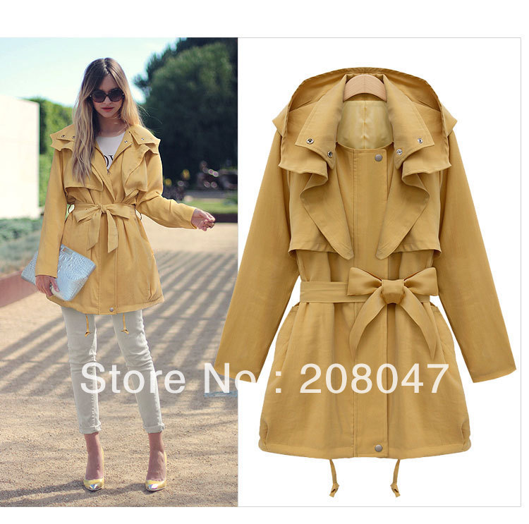 women's hooded trench coats with belt coat Outerwear