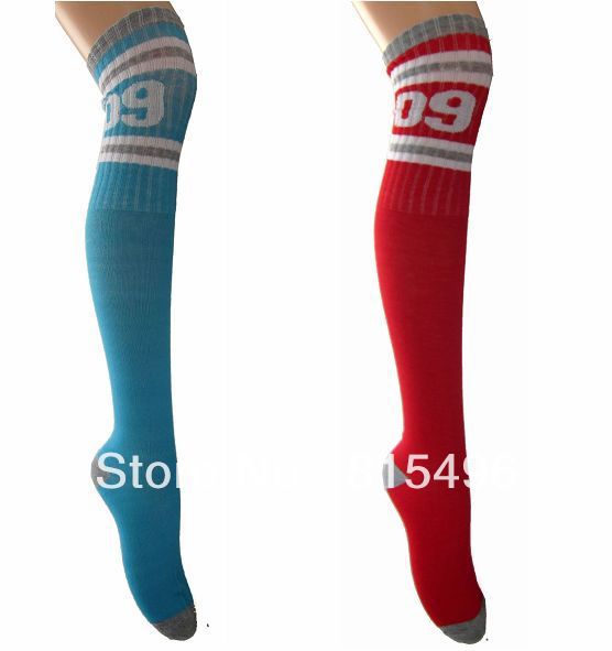 Women's knee-high stockings 100% cotton knee sports football socks