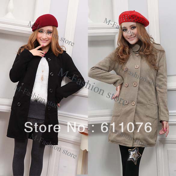 Women's Korea Sweet Long Sleeve Double-breasted Slim Fit Mid-length Trench Coat free shipping 7965