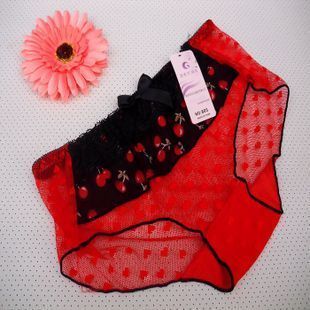 Women's lace sexy transparent lutun temptation gauze love & low-waist panties