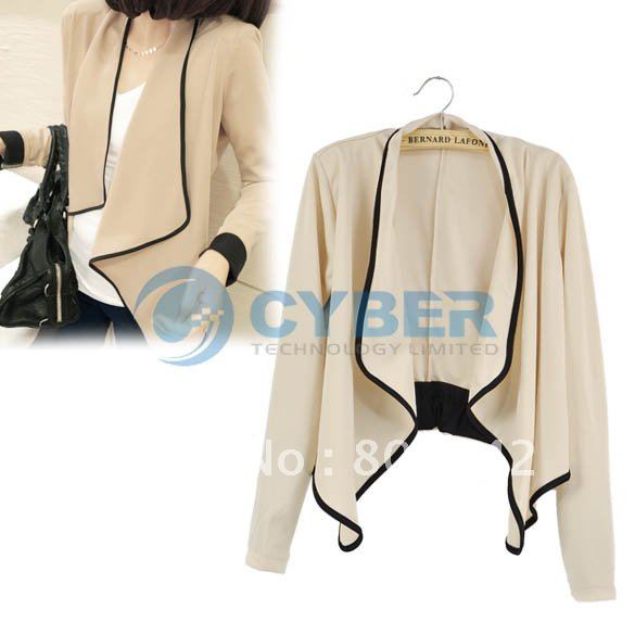 Women's Ladies Long Sleeve Shoulder Pad All-Match Loose Short Jacket Coat Free Shipping 7983