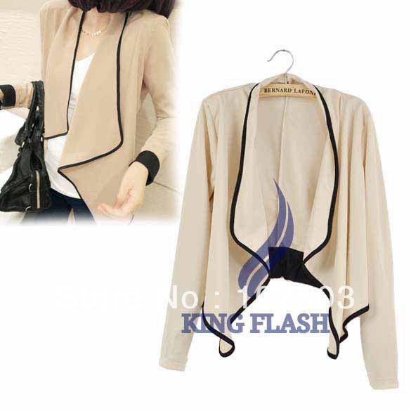 Women's Ladies Long Sleeve shoulder pad All-Match Loose Short Jacket Coat Free shipping 7983