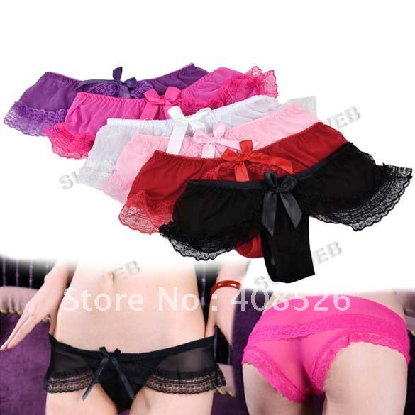 Women's Ladies Sexy Thongs Lace G-string V-string Panty Lingerie Underwear 6 Color free shipping 7951