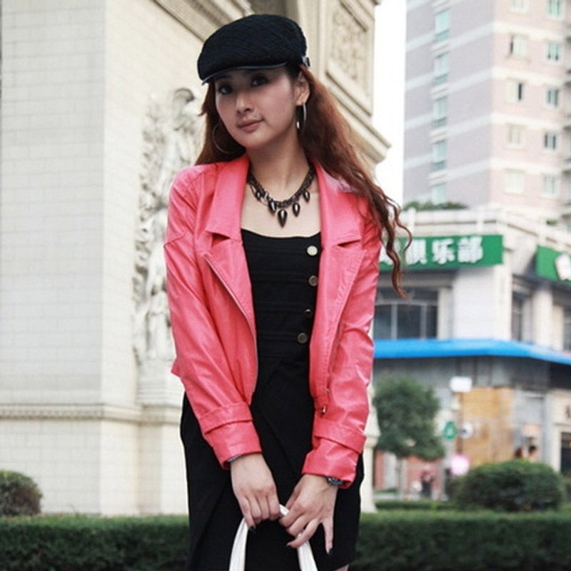 women's leather clothing slim PU clothing red . pink a1065