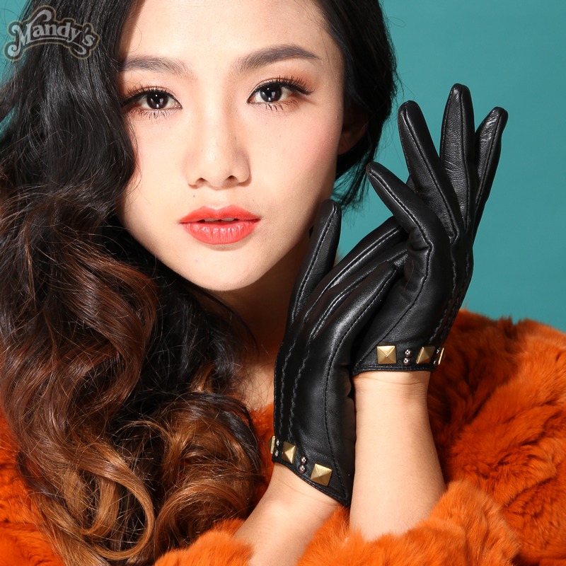 Women's leather gloves fashion sheepskin women's design short leather gloves a18020