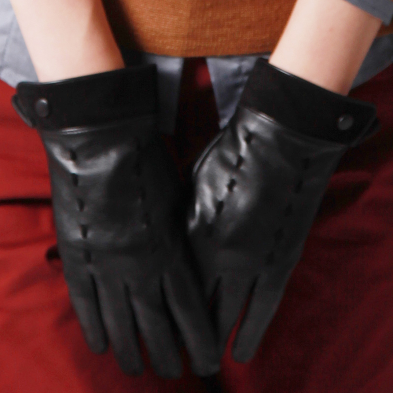 Women's leather gloves genuine leather sheepskin gloves autumn and winter thickening winter thermal lovers gloves