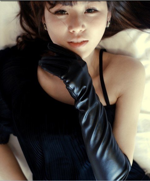 women's leather gloves       Long women faux leather fashion gloves