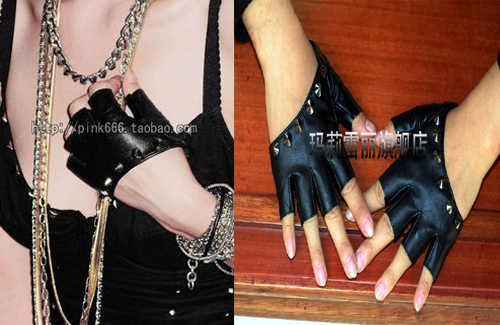 Women's leather gloves semi-finger gulps half nail gun fashion hip-hop punk gloves