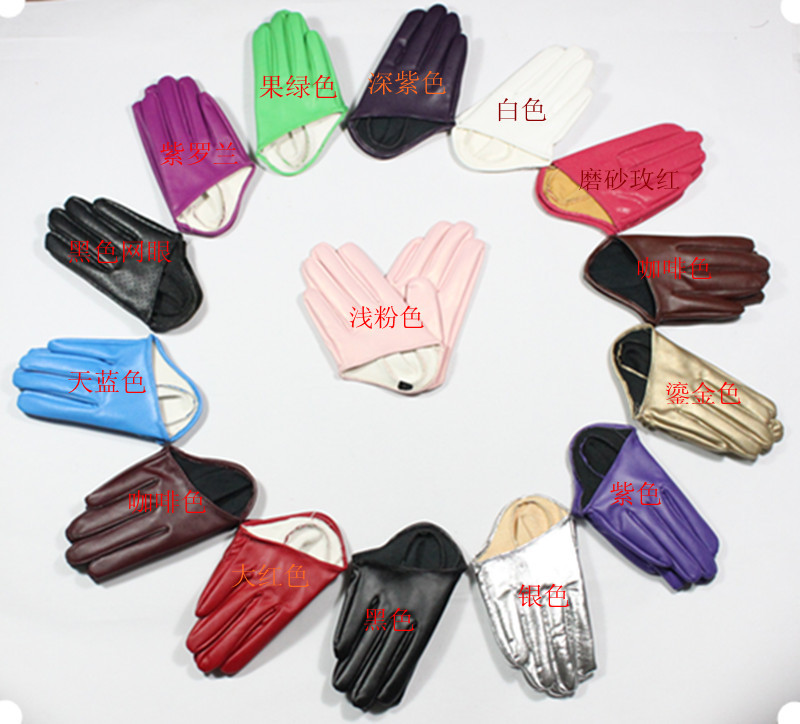 Women's leather gloves women's PU gloves short design gloves