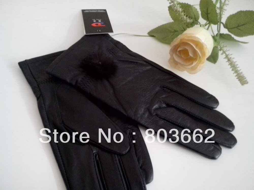 Women's Leather Soft Firm Durable Liner Flannel Gloves (m02)