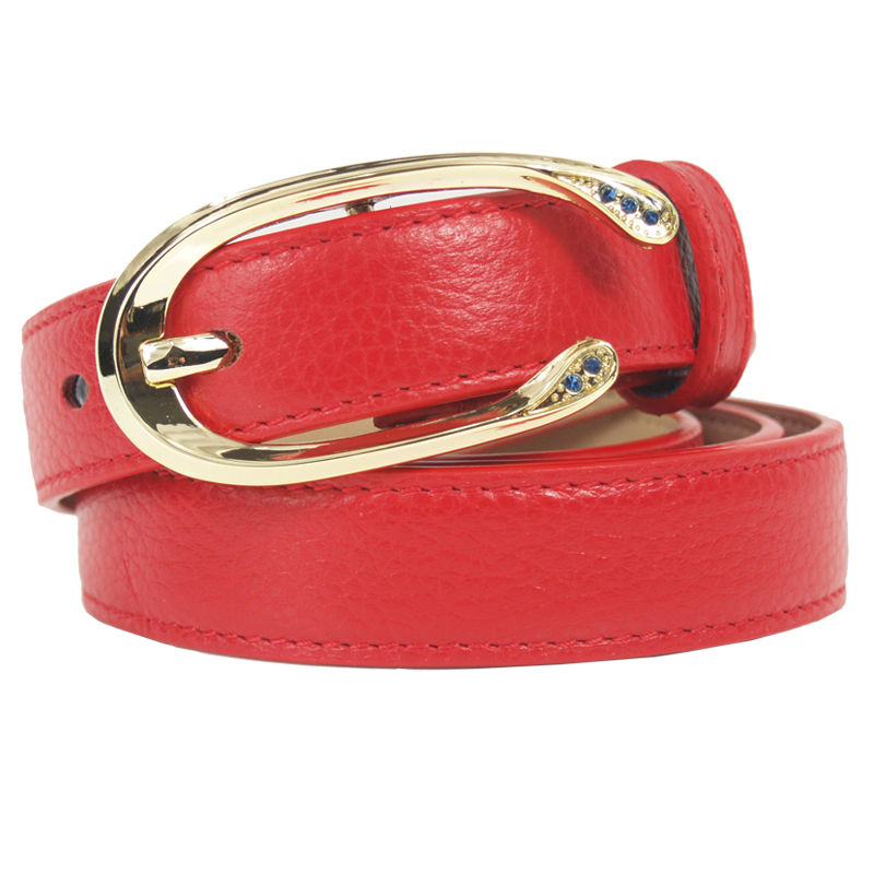 Women's leather strap candy red spring soft genuine leather diamond belt casual clothing belt