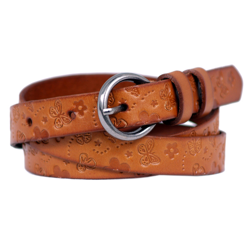 Women's leather strap fashion flower bow tieclasps cutout decoration waist of trousers belt