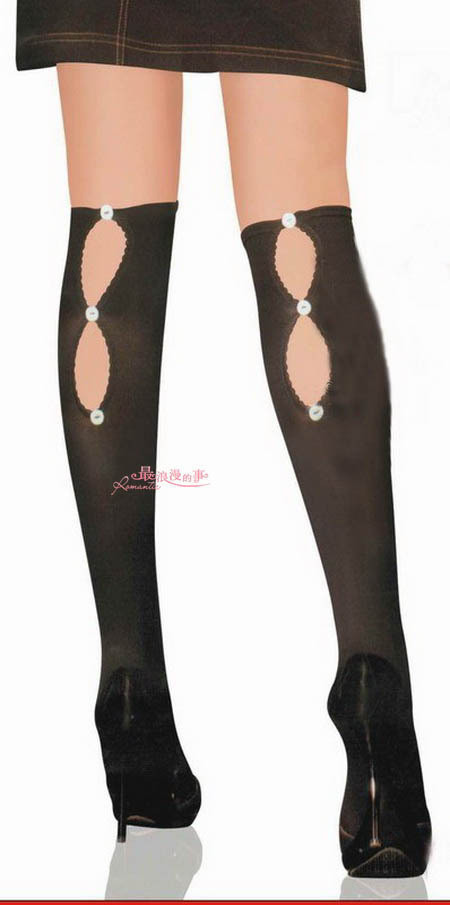 Women's legs sexy over-the-knee black ultra-thin novelty vent short stockings 7997