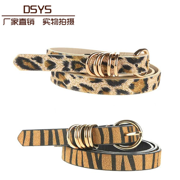 Women's leopard print metal buckle leather strap at the waist belt d5
