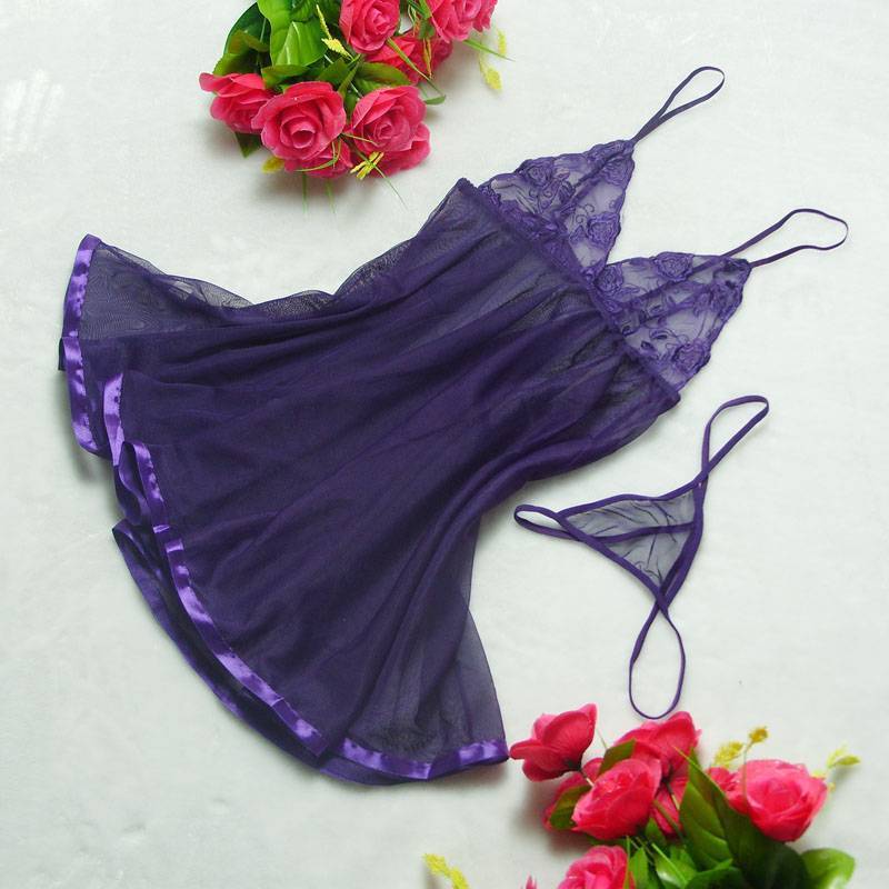 Women's lingerie women's sleepwear lounge transparent spaghetti strap short skirt thong x8041