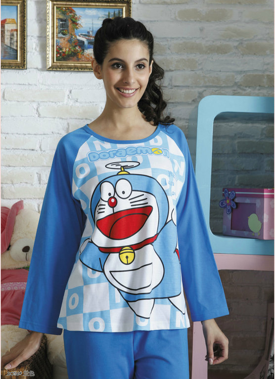 Women's long-sleeve cartoon  DORAEMON sleepwear set