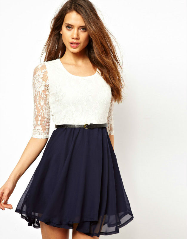 Women's love chiffon dress with lace patchwork for asos free shipping for manufacturer and retail S0102