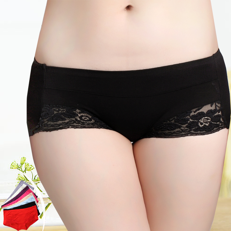 Women's low-waist boxer panties bamboo charcoal fiber seamless solid color women's soft breathable panty