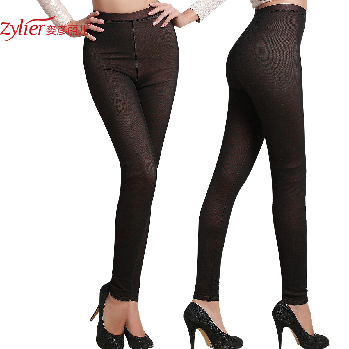 Women's meat mid waist thickening plus velvet warm pants legging long johns sk86