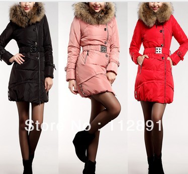 women's medium-long winter waist fur collar formal thickening outerwear M0130