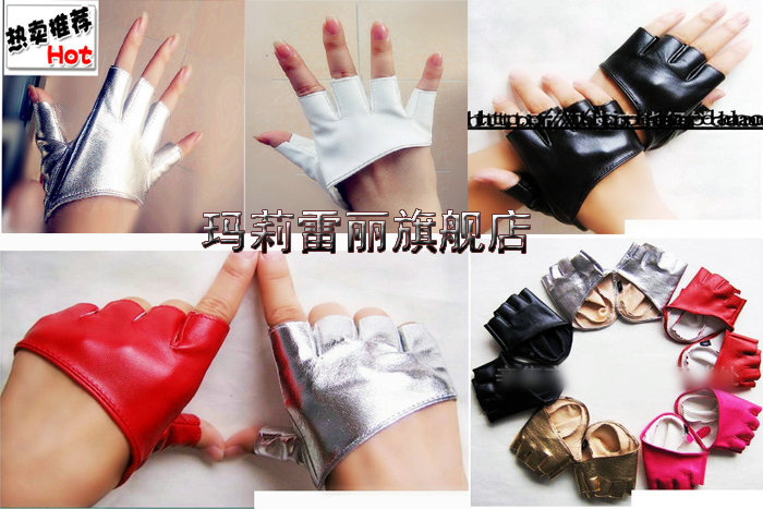 Women's men's semi-finger leather  hip-hop gloves lucy refers to racerback gloves