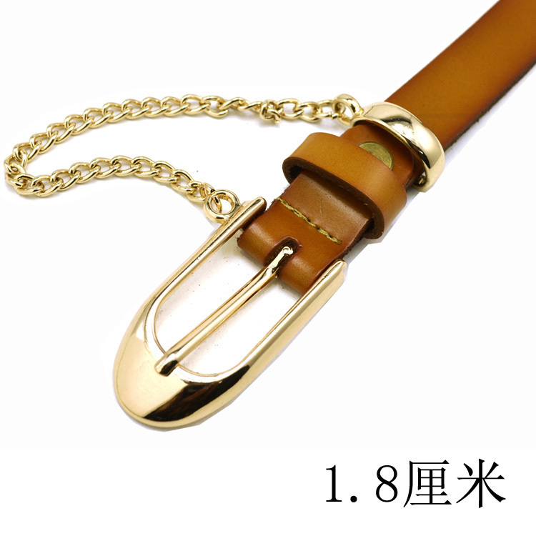 Women's metal chain genuine leather belt fashion all-match belt