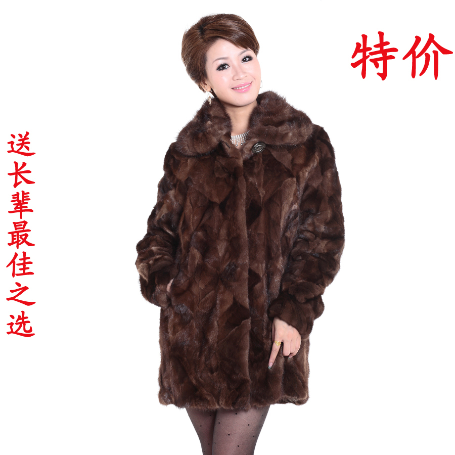 Women's mink fur coat medium-long marten overcoat mink leather coat 2012 women's