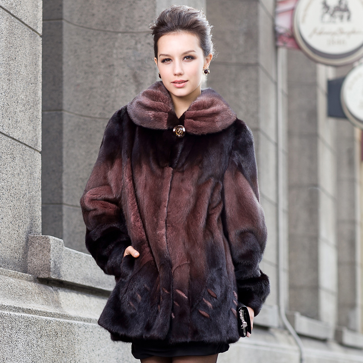 Women's mink hair fur outerwear Women fur overcoat lj618