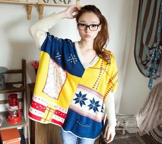 women's new arrival batwing sleeve loose plus size sweater ladies knitwear