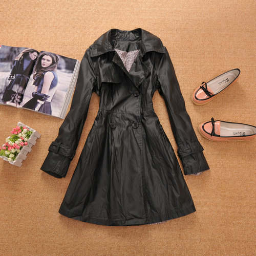 Women's new arrival double breasted retro medium-long coating finishing trench outerwear all-match