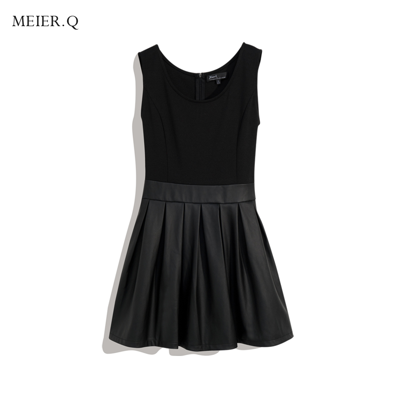 Women's New Arrival Sweet patchwork leather vest dress m580397