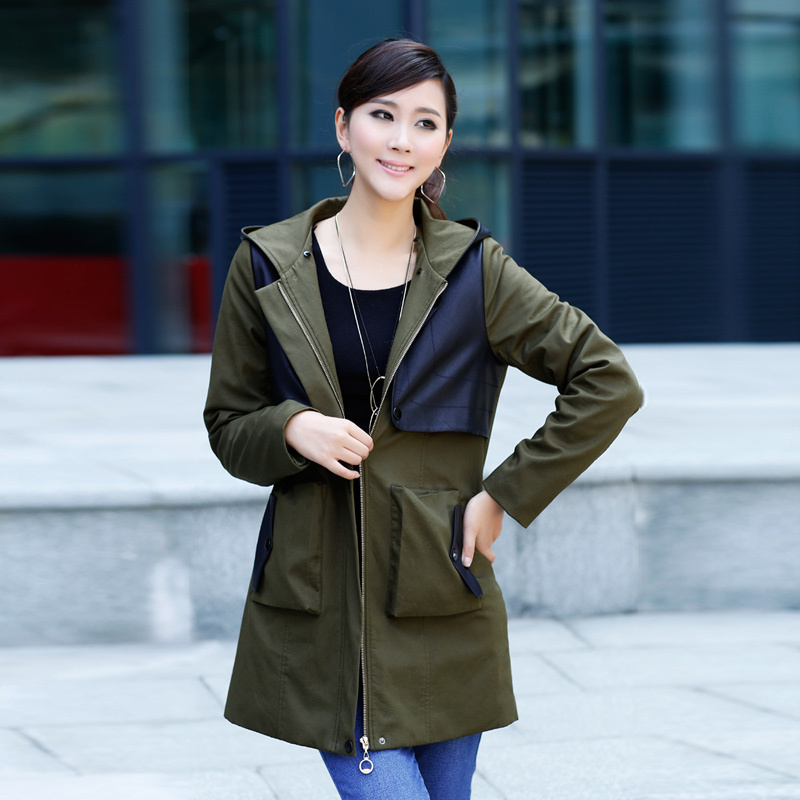 Women's new arrival winter medium-long trench fashion colorant match casual cotton-padded coat