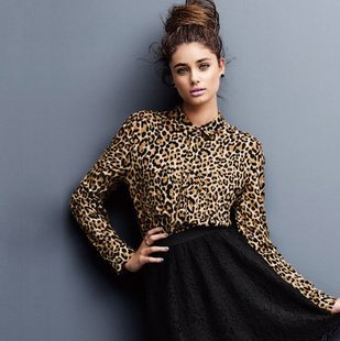 Women's New Fashion Leopard Print Long Sleeve Blouse Tops Special Price On Sale Item 8764