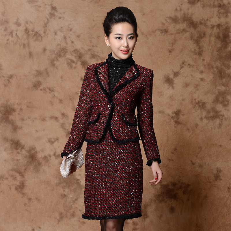 Women's ol fashion slim one button suit long-sleeve set dress