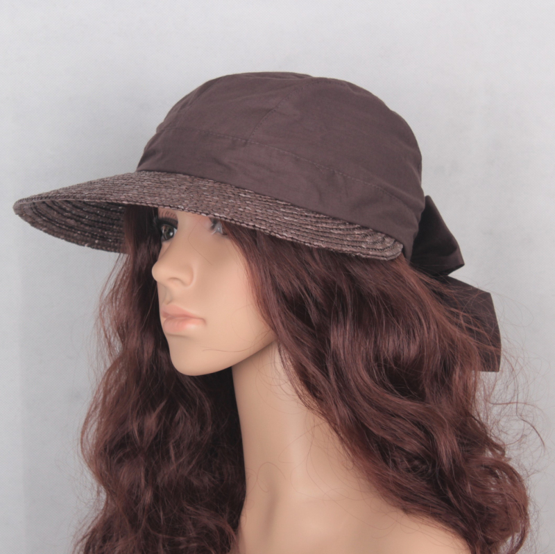 Women's outdoor spring and summer sun hat fashion elegant bow dome sunbonnet straw braid hat beach