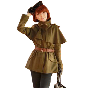 Women's outerwear small slim woolen overcoat female medium-long cloak trench