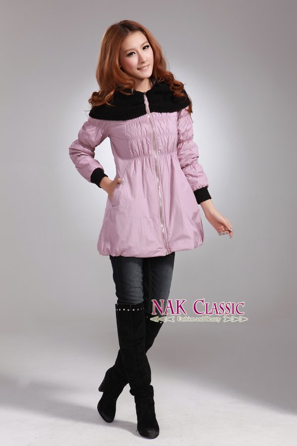 Women's Pink Slim Fit Cotton-padded Jacket Coat SIZE M L XL